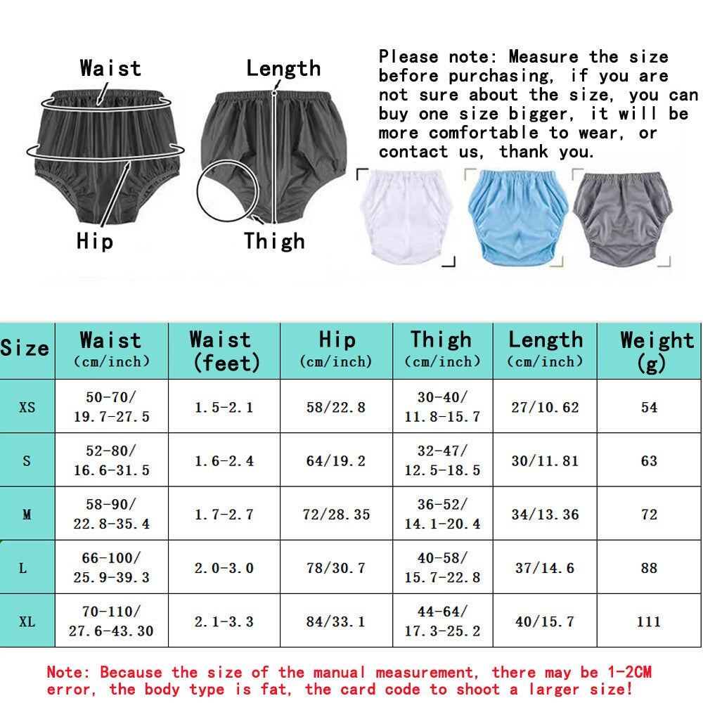 3 PCS Adult Washable Incontinence Underwear Diaper Pants Leak-proof Reusable