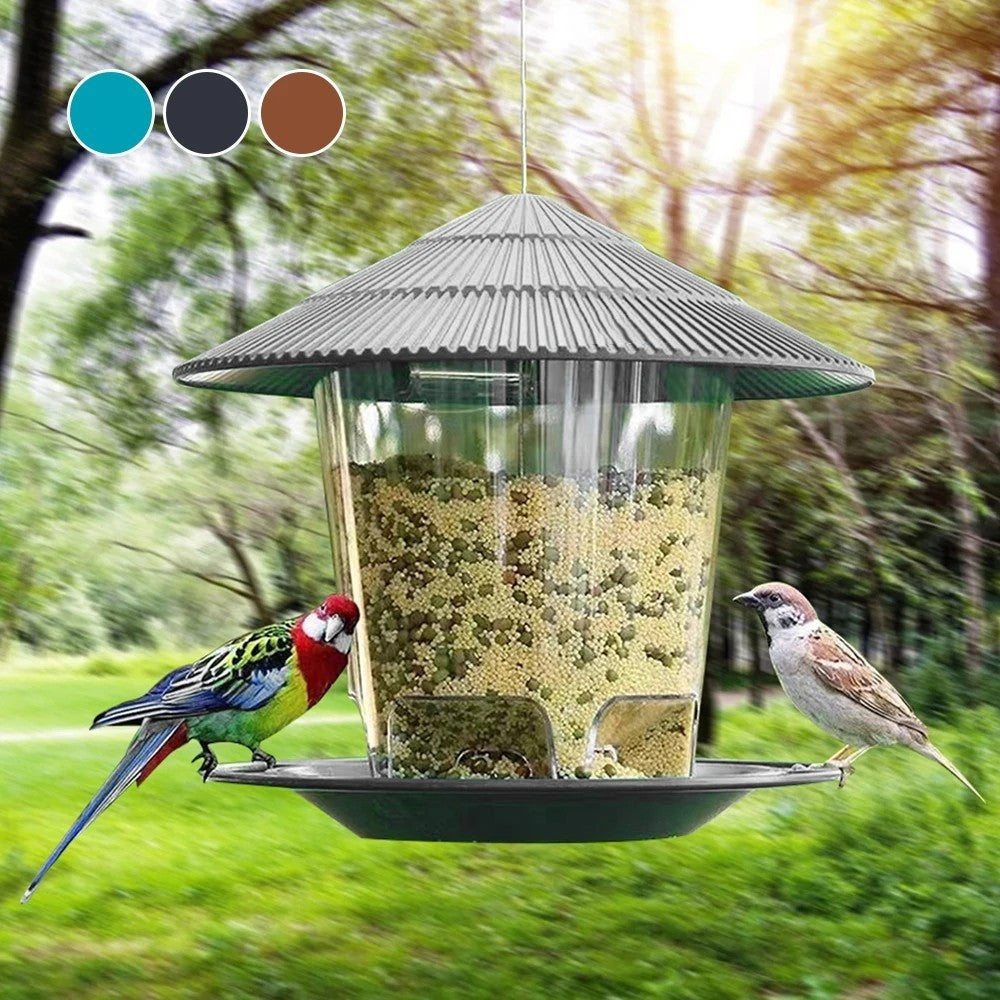 Hanging Wild Bird Feeder Station Baffle Dome Peanut Seed Feed（Grey）