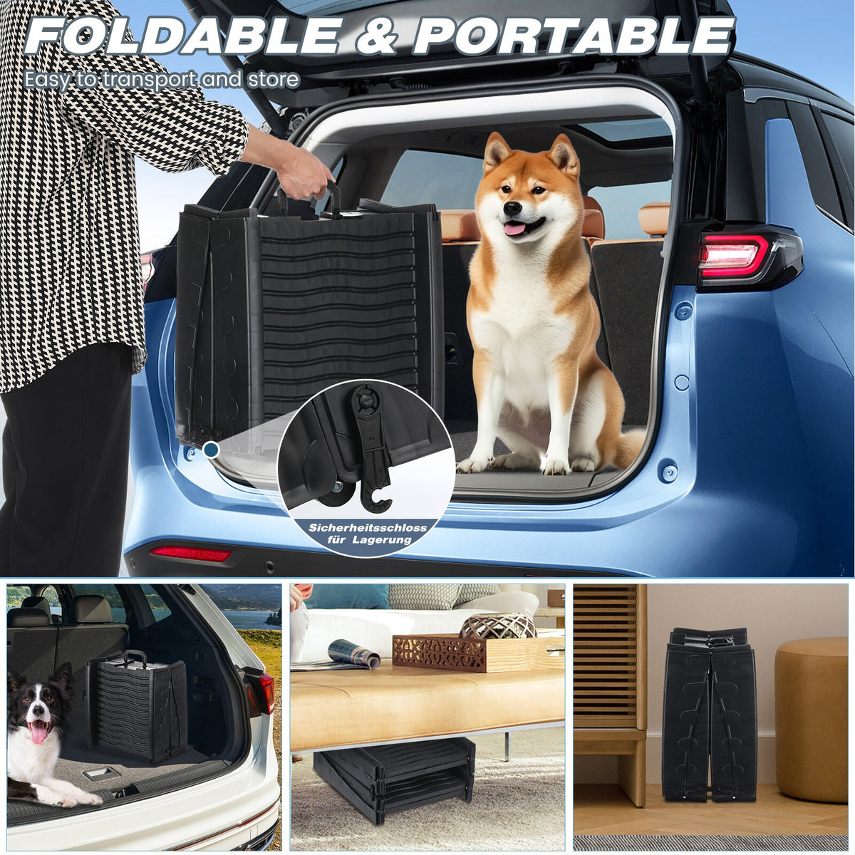 Dog Car Ramp Pet Dog Car Access Ramp Foldable Car Entry Ramp Plastic Portable