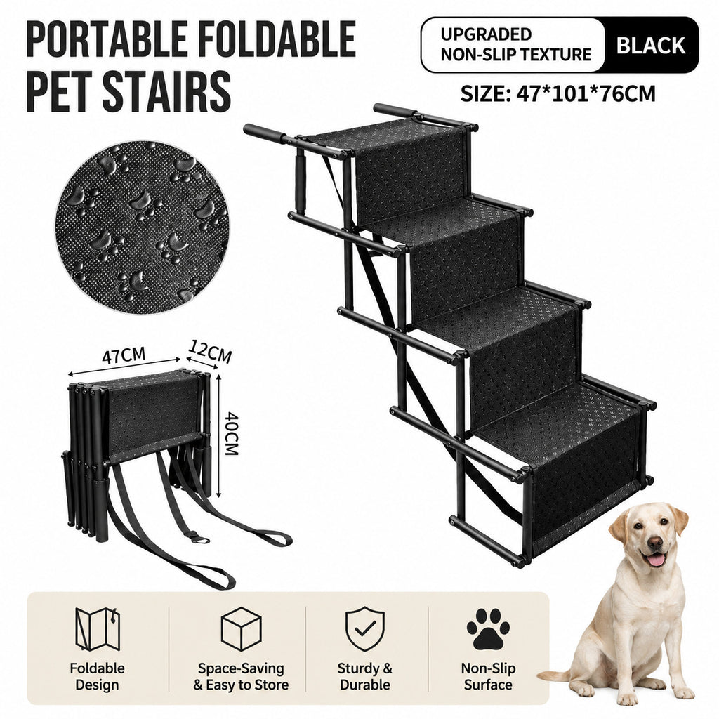 Folding 4 Stairs Portable Dog Ramp Steps Car Boot Access Ladder for Pet Dog Cat