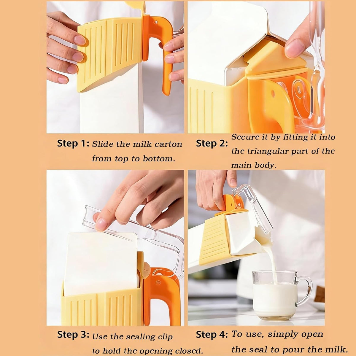 Leak-Proof Reusable Milk Carton Clip with Handle,Portable Milk Box Carrier Seale