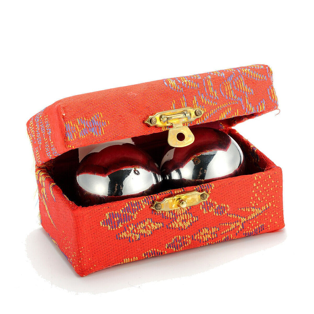 2x Baoding Balls Chrome Chinese Health Exercise Stress Relief Relaxation Therapy