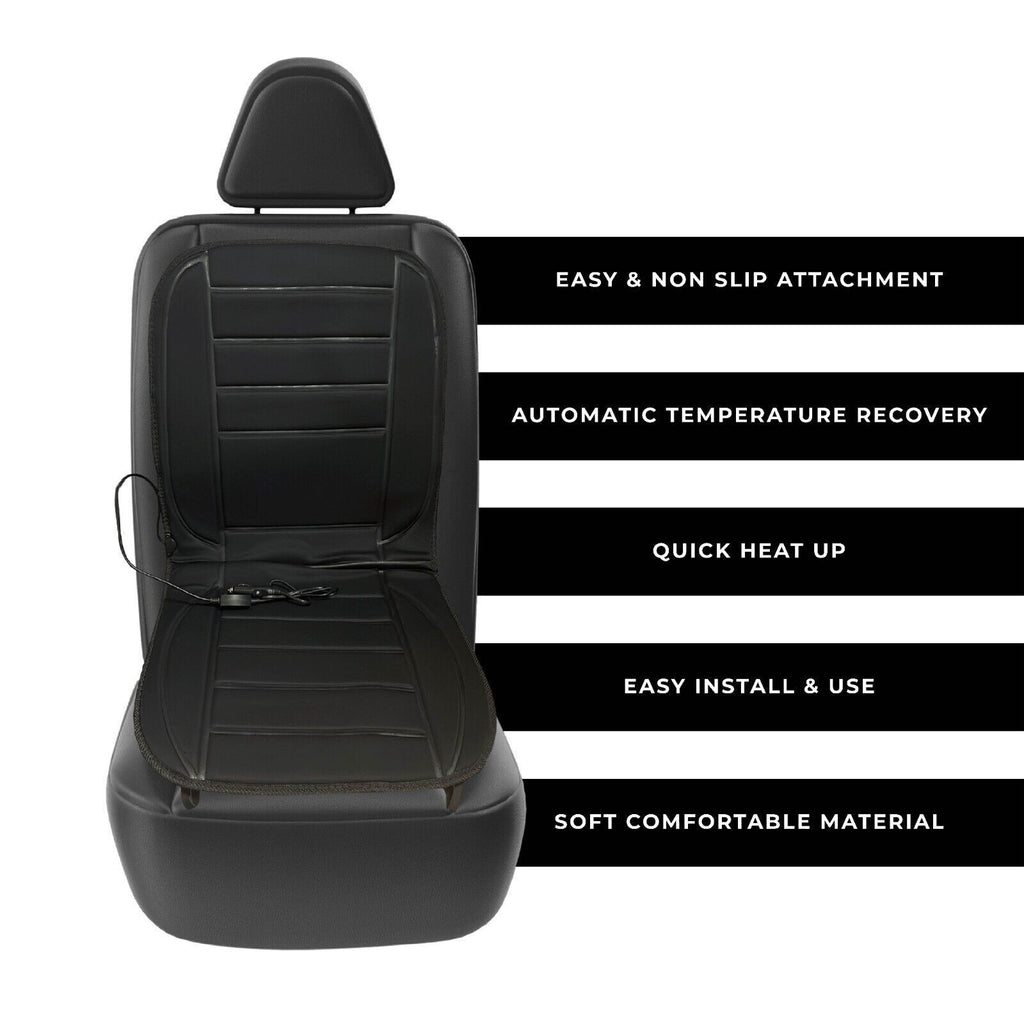 Luxury Heated Car Seat Cushion Heater Aftermarket Universal Fit 12V Warm Winter