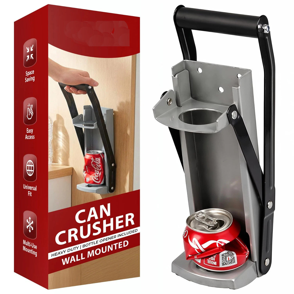Heavy Duty Wall Can Crusher Fit Large 500ml Beer Water Tin Bottles