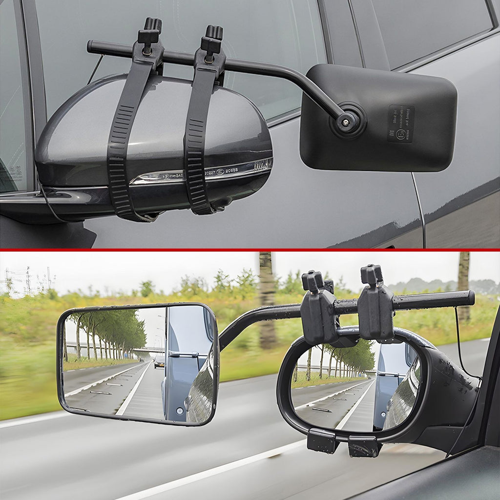 2x Flat Caravan Towing Mirrors for Cars Universal Wing Mirrors Extension Mirror