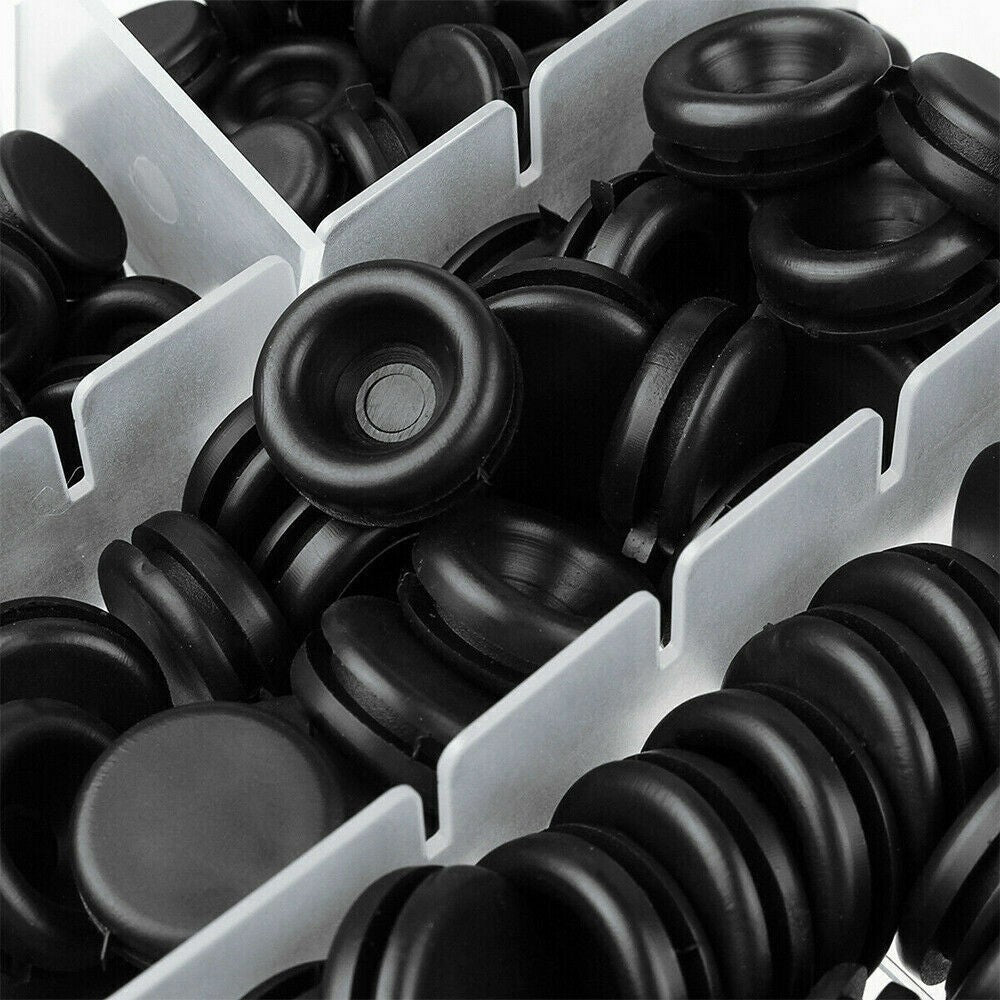 200X Rubber Grommets Blanking open/closed blind Grommet Set in Assorted Sizes