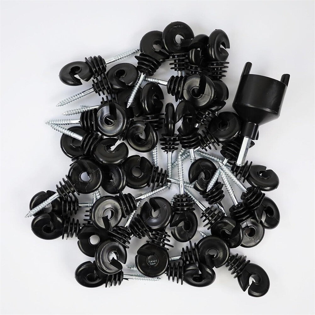 50pcs Screw In Ring Insulators, Electric Fence Free Spinner Tool UK
