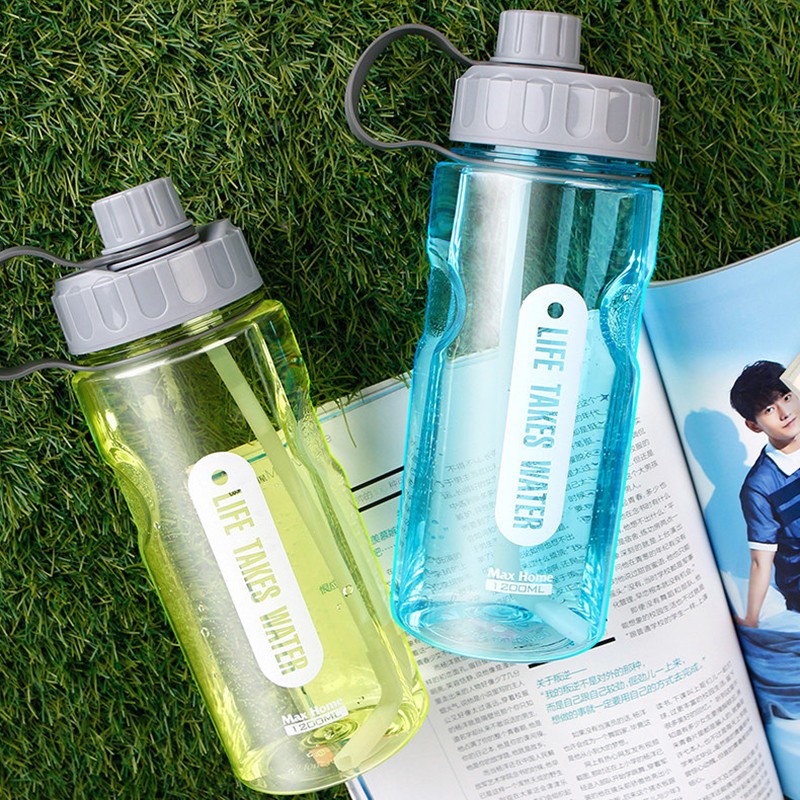 1.2L-2L Portable Large Water Drinks Bottle w/ Straw Sports Cycling Hiking Gym
