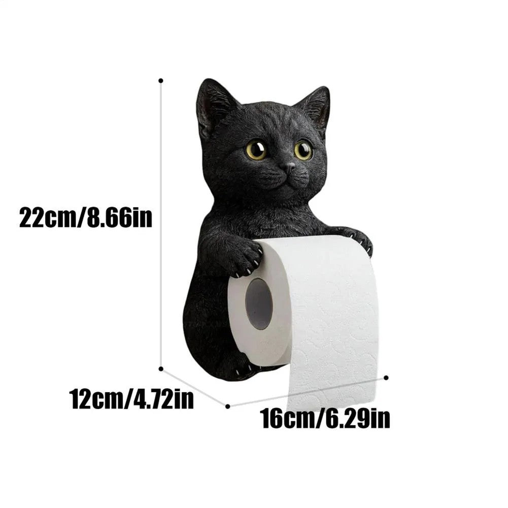 Novelty Cat Shaped Resin Tissue Holder Wall Mounted Toilet Roll Storage Bracket
