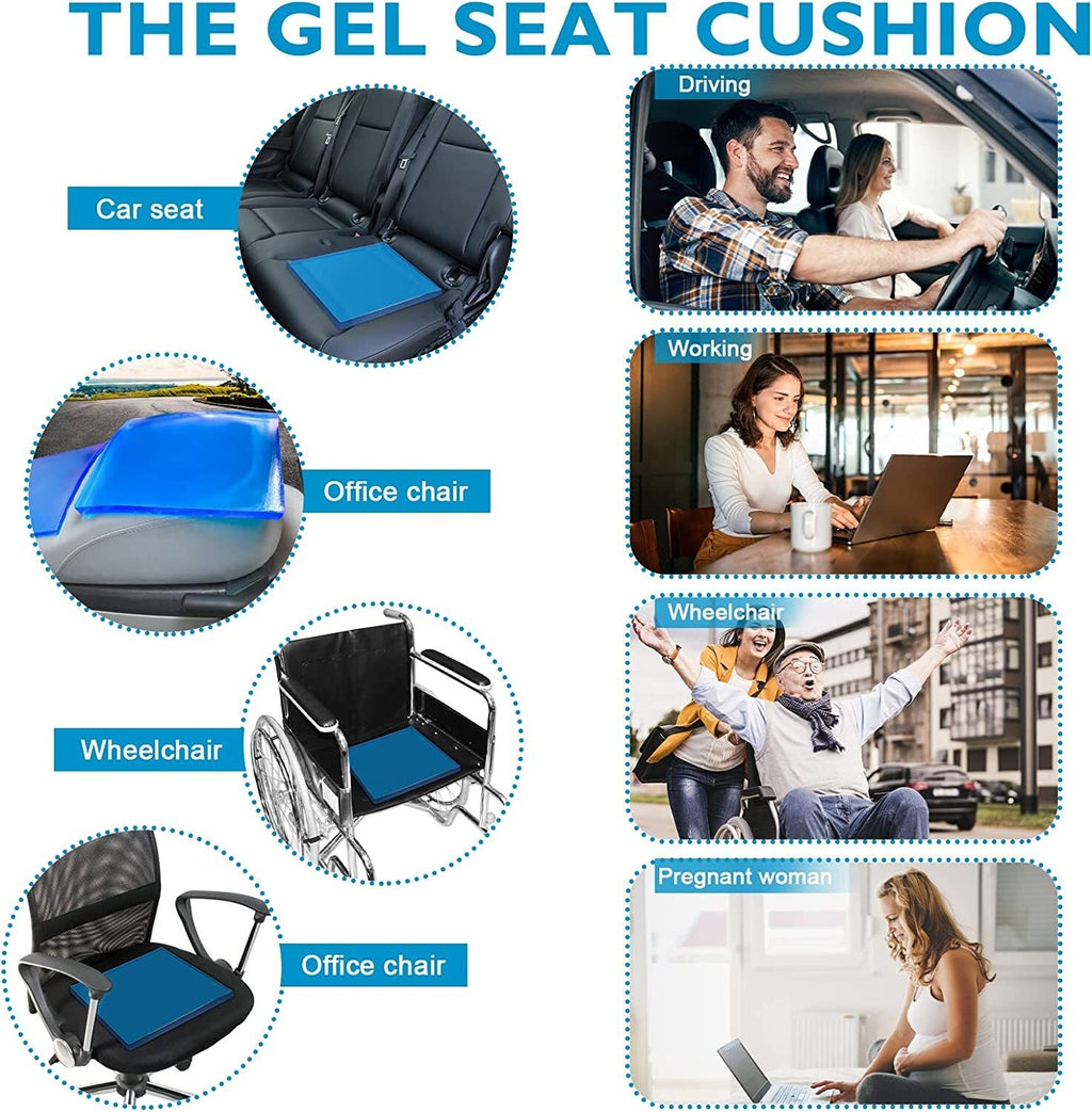 Motorcycle Seat Gel Pad Shock Absorption Mat Soft Cushion Blue (25x25x2cm) UK