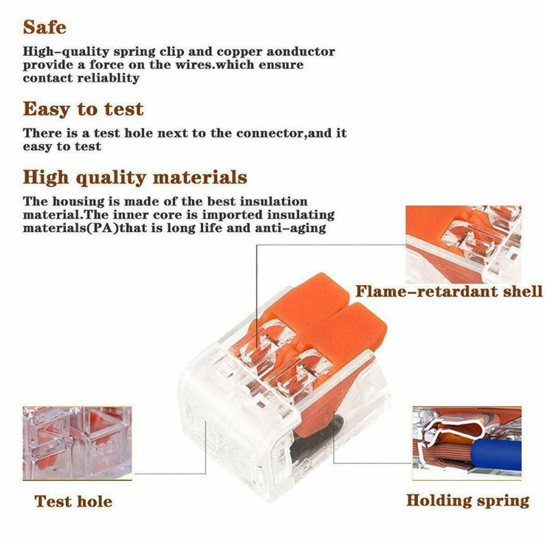 Wago 221 Electrical Connectors Wire Block Clamp Terminal Cable Reusable UK