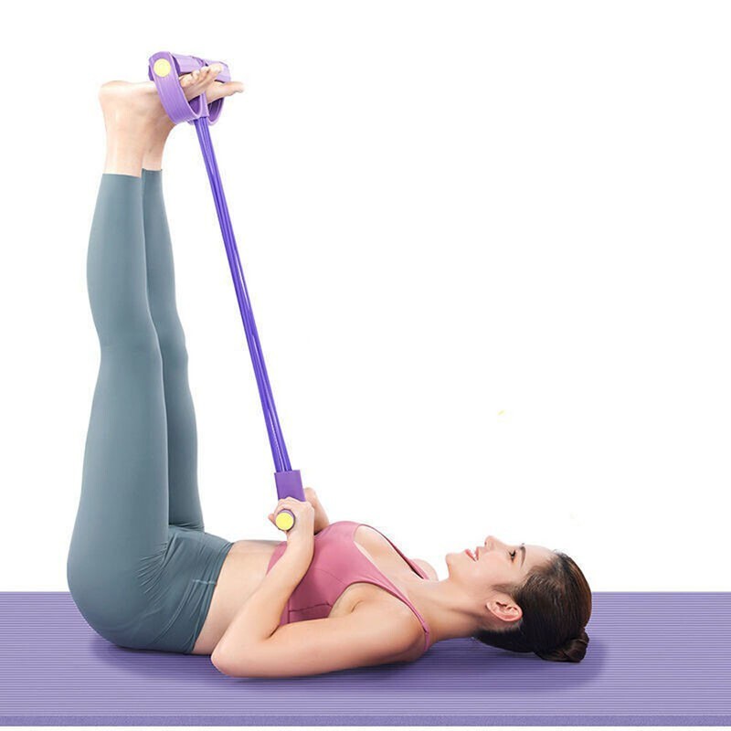 4 Tube Tension Rope Puller Pedal Ankle Exerciser Abdominal Fitness Sport
