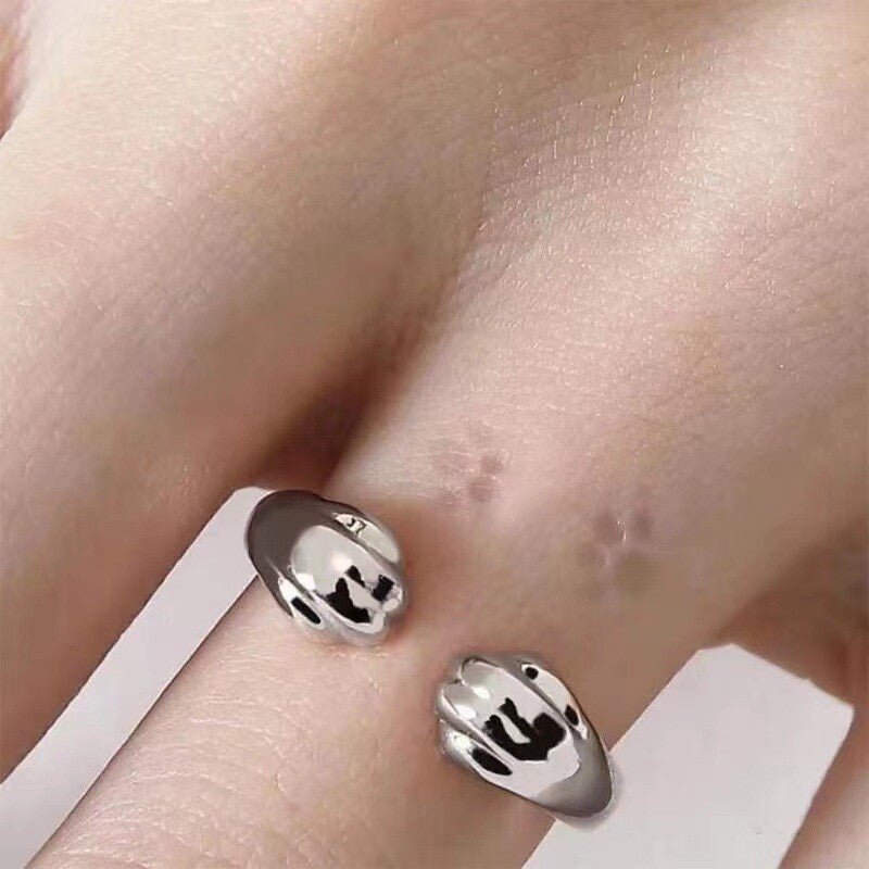 Cat Paw Ring, Paw Print Hug Ring for Women, Adjustable Pet Memorial Ring