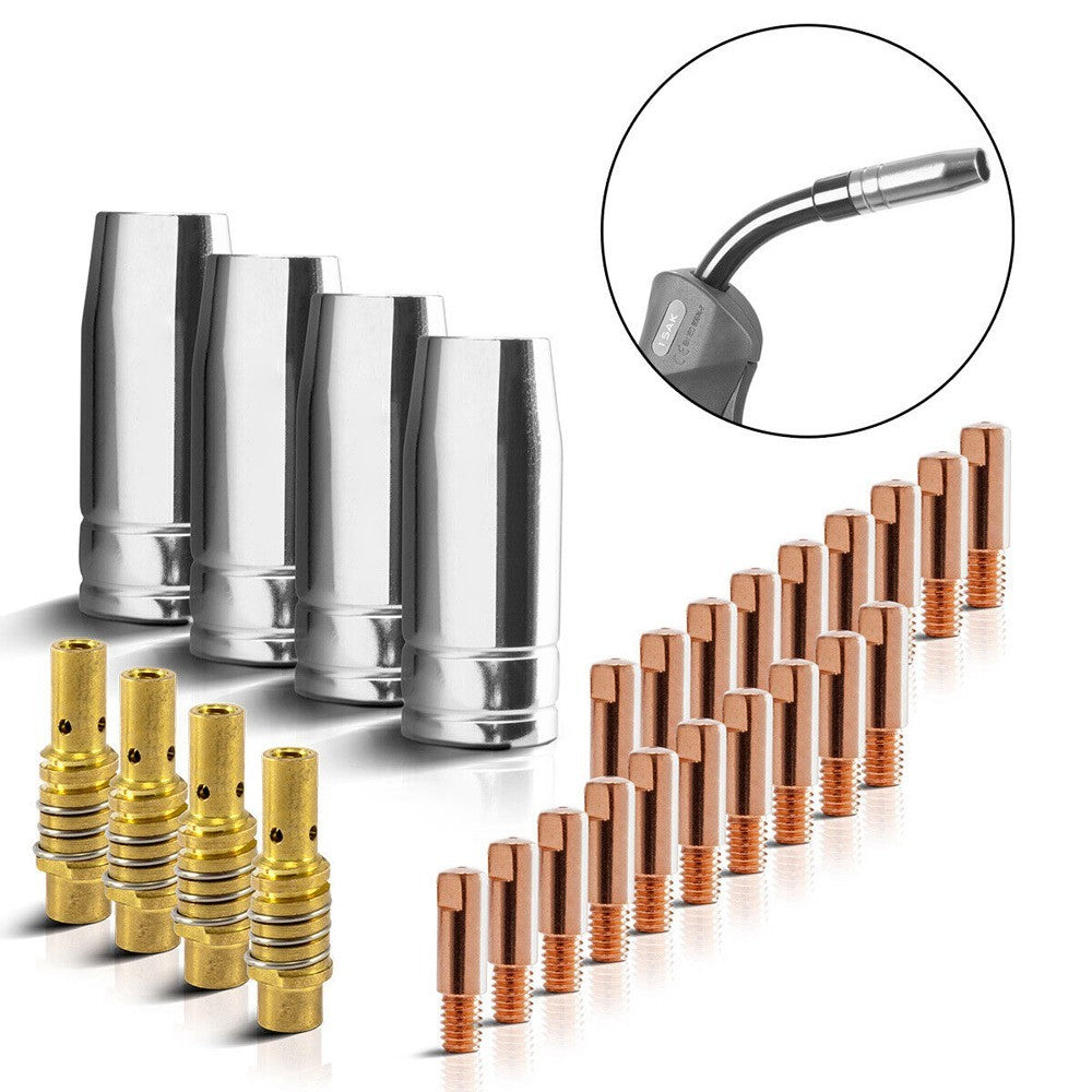 MB15 MIG WELDING CONSUMABLES KIT TORCH CONTACT TIPS NOZZLE SHROUD 15AK 28pcs