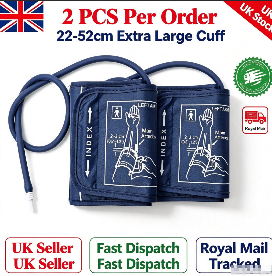 2X Extra Large Cuff for Arm Blood Pressure Monitor Replacement Cuff Size 22-52cm