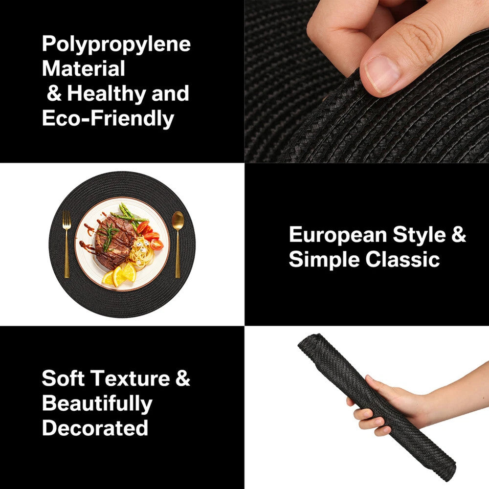 6pc Round Slip Place Mats Woven Placemats*