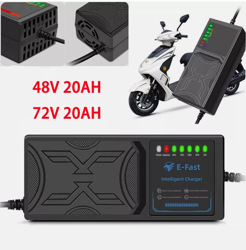 48V 20AH Electric Vehicle Fast Battery Charger Adapter Flashing Light UK Hot