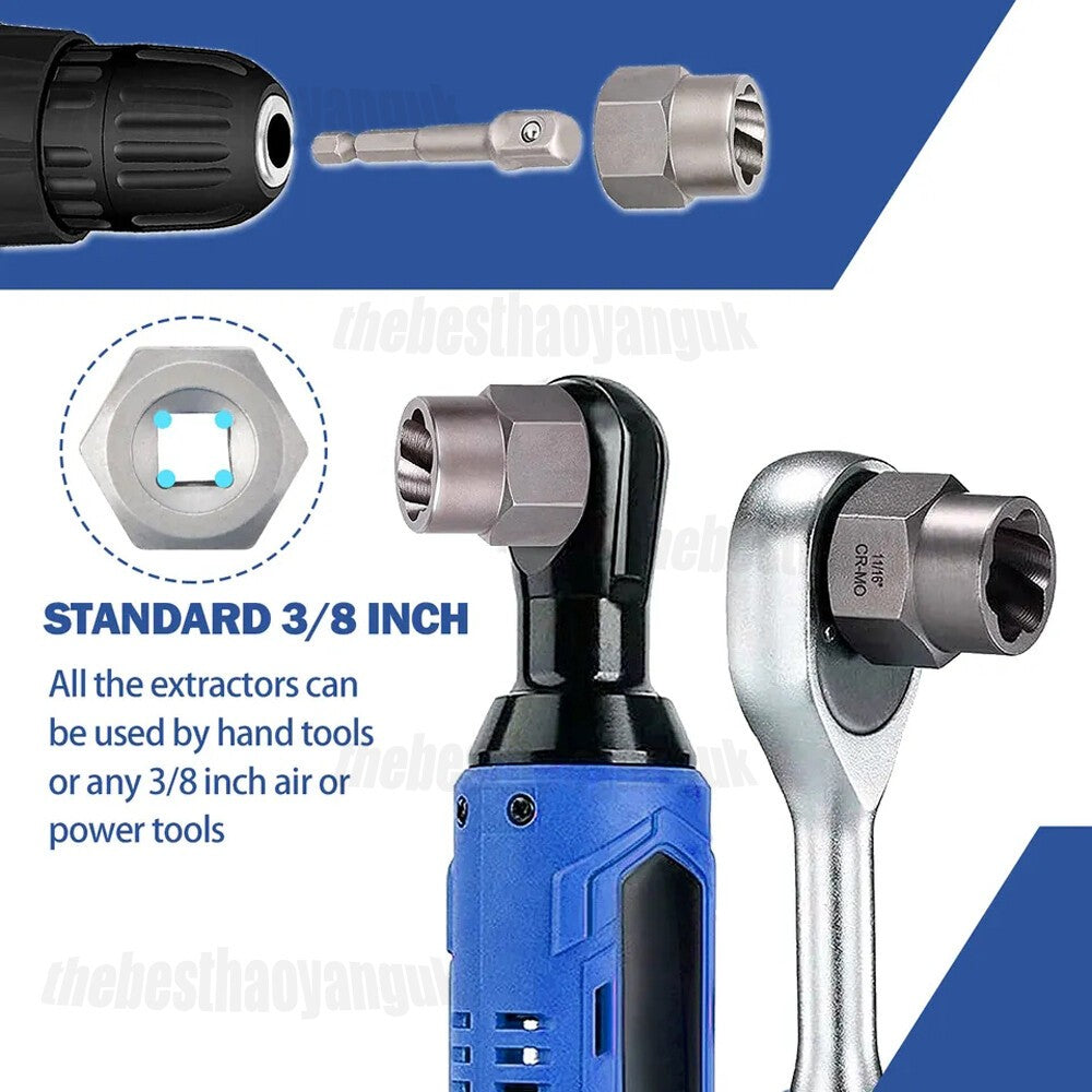 Stud Bolt Impact Twist Socket Extractor Locking Wheel Lug Nut Removal Tool Set