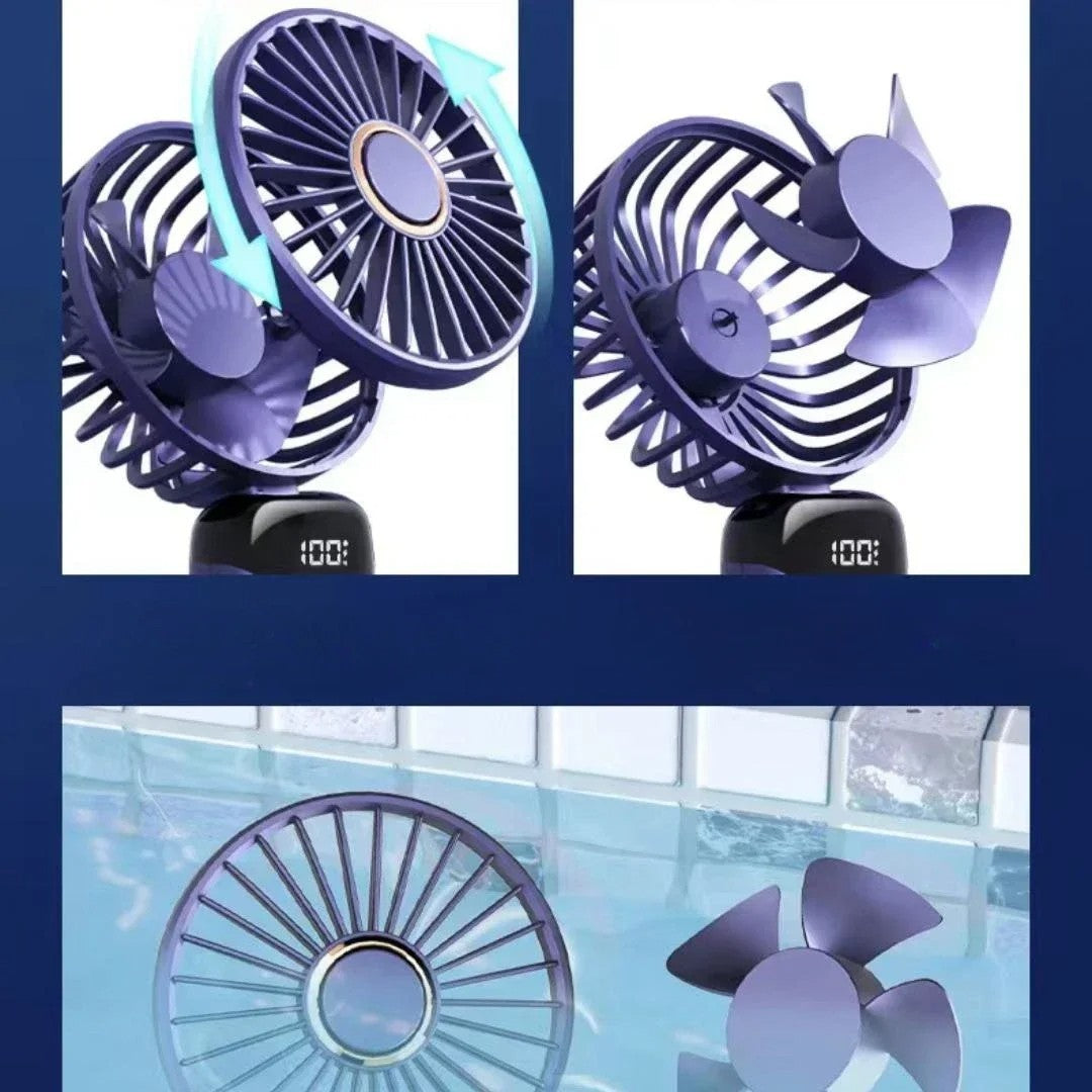 5-Speed Mini Handheld Fan Portable Fold Desk Cooler Cooling USB Rechargeable
