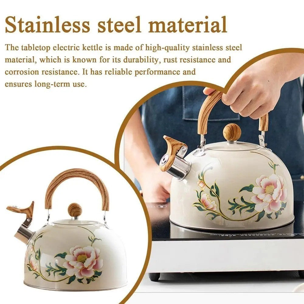 3L Stainless Steel Whistling Kettle Teapot Gas Induction Cooker Compatible
