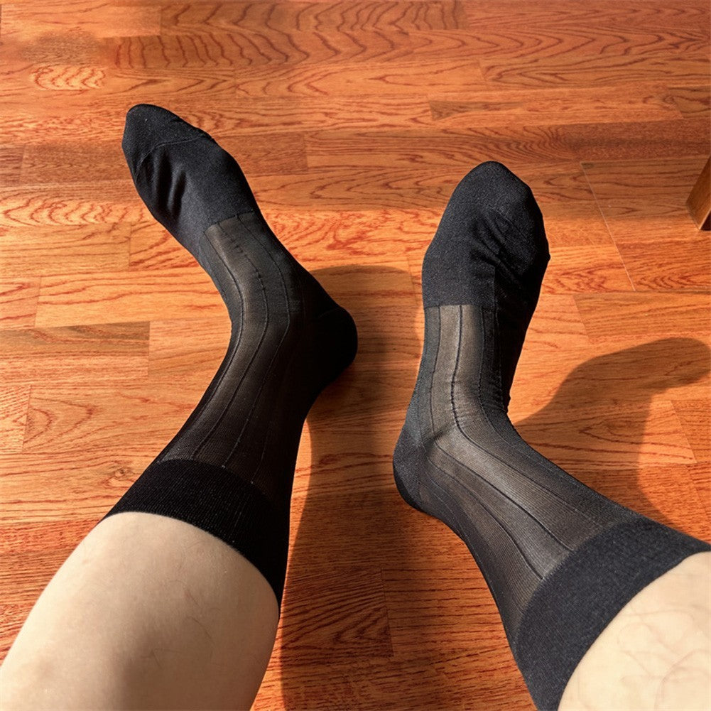 Men's Ultra Thin Sheer Socks 80% Polyamide 20% Spandex for Formal Dress Wear