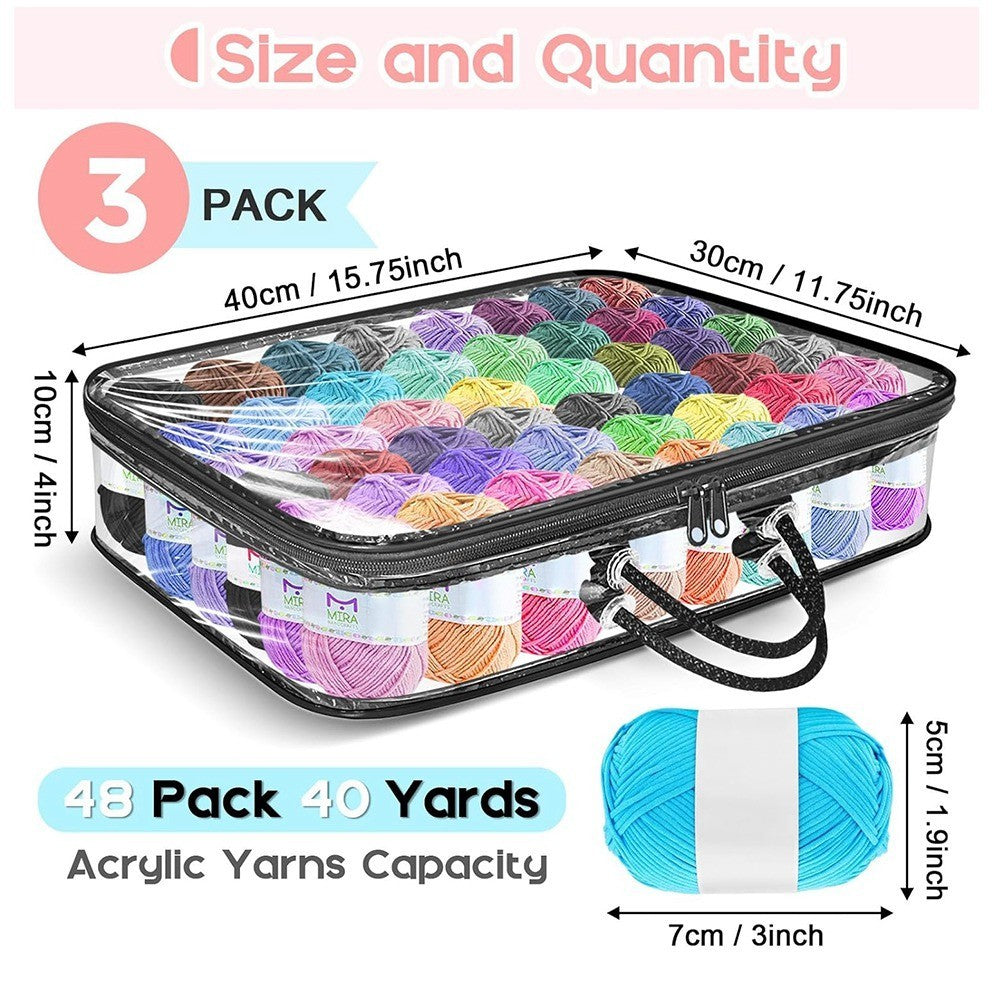 3 Pack Yarn Storage Organizer Tote Bag for 8496 Clear Yarn Storage Bags