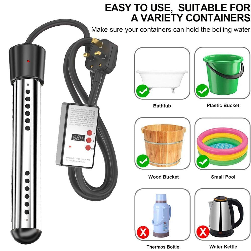 3000W Immersion Water Heater Electric Boiler Heating Portable Suspension UK Plug