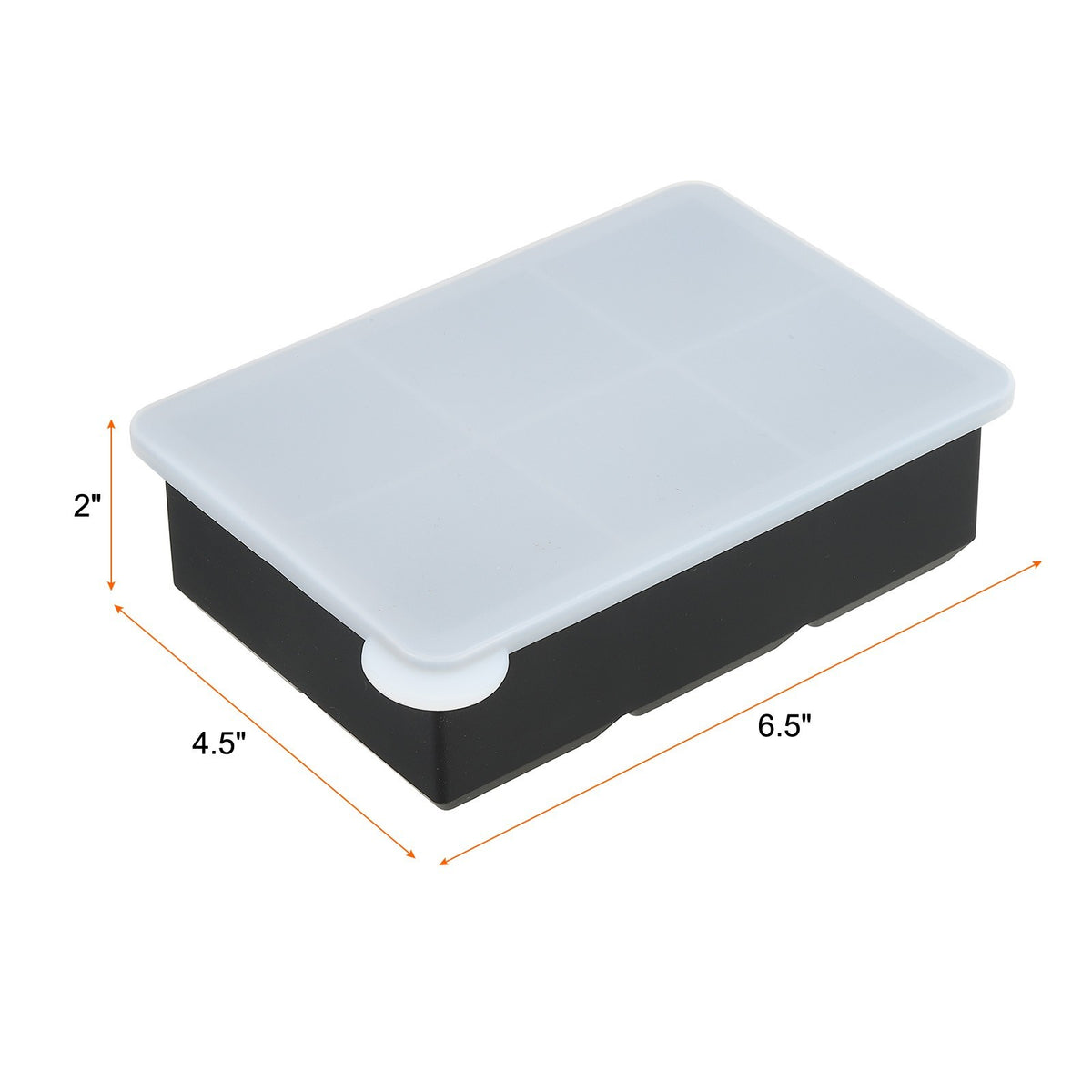 Ice Cube Mold 6x2 Inch Silicone Ice Cube Tray with Lid(Black)