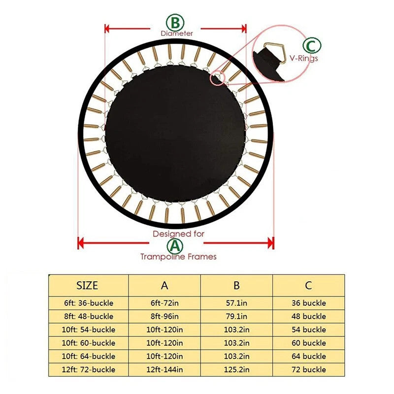 Replacement Round Trampoline Jumping Mat for 8ft, 10ft & 12ft Trampoline.