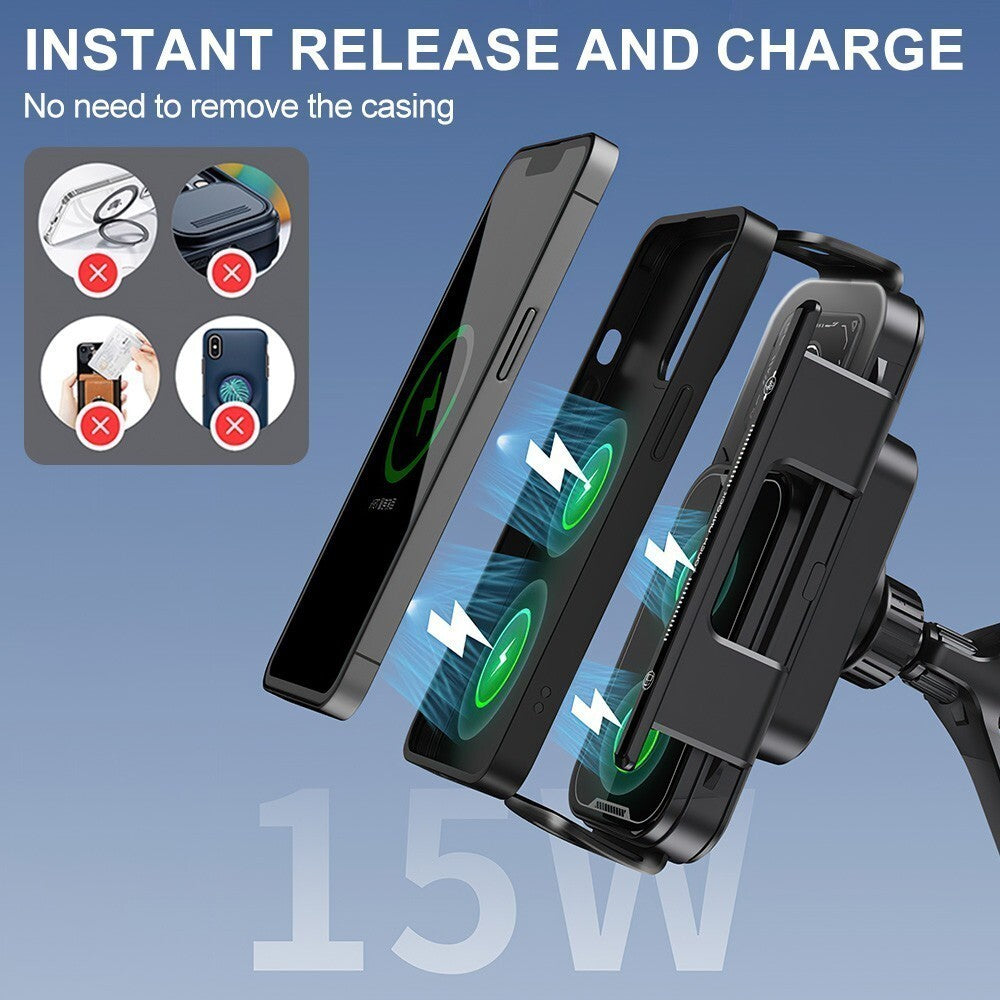 15W Wireless Charger Car Phone Mount Holder Air Vent Fast Charging Rotating UK
