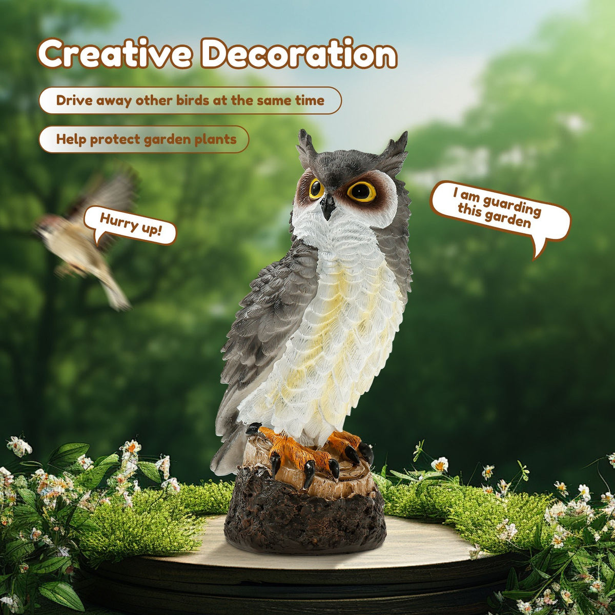 Simulation Owl Ornament Owl Statue Decoration Decoy Birddriver for Garden
