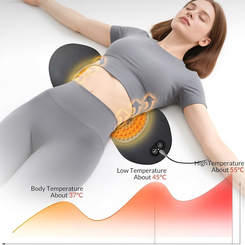 Heated Back Massager Lumbar Support Pillow with Vibration Lower Back Waist UK