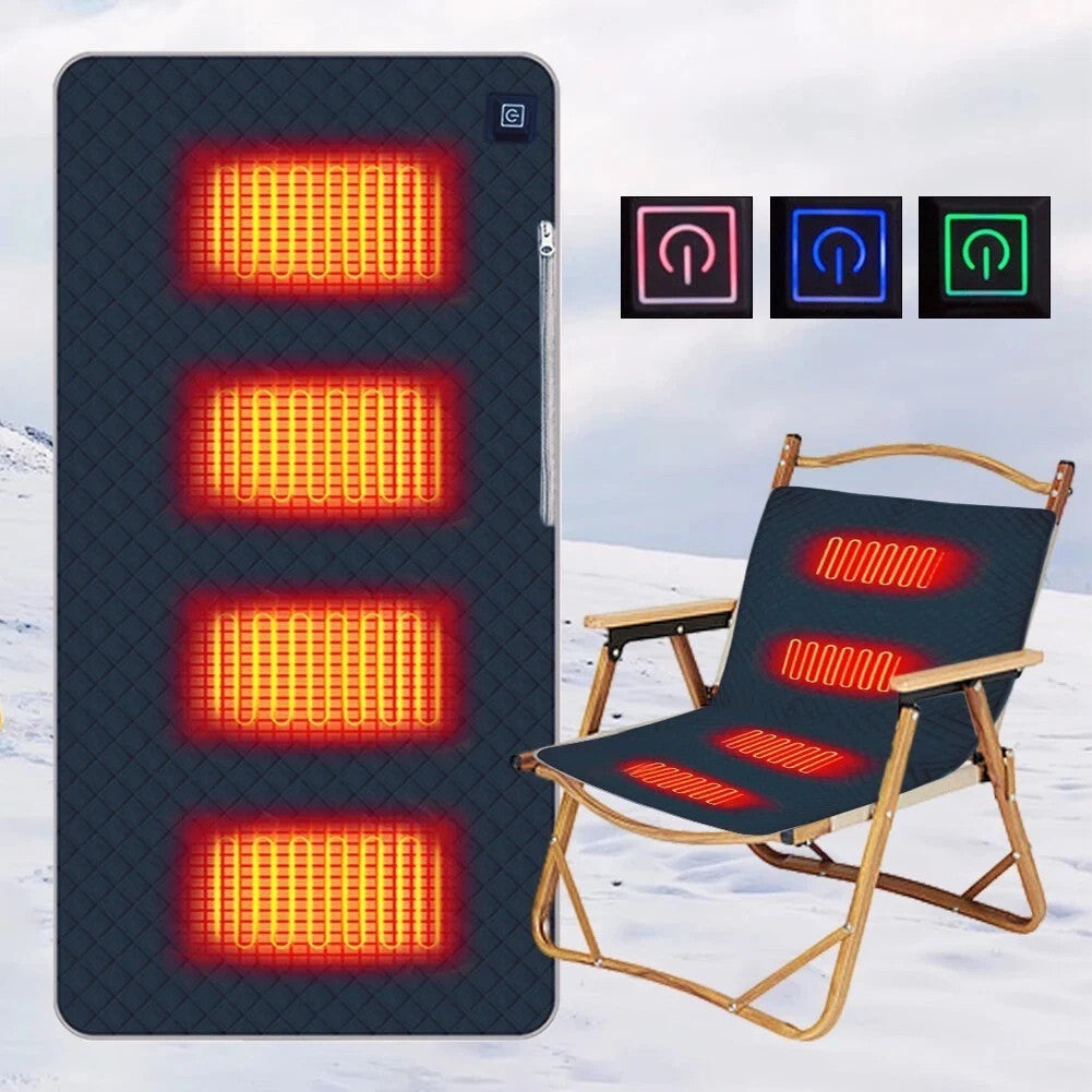 4-Zone Heated Cushion - 3 Heat Settings Portable Chair Mat UK