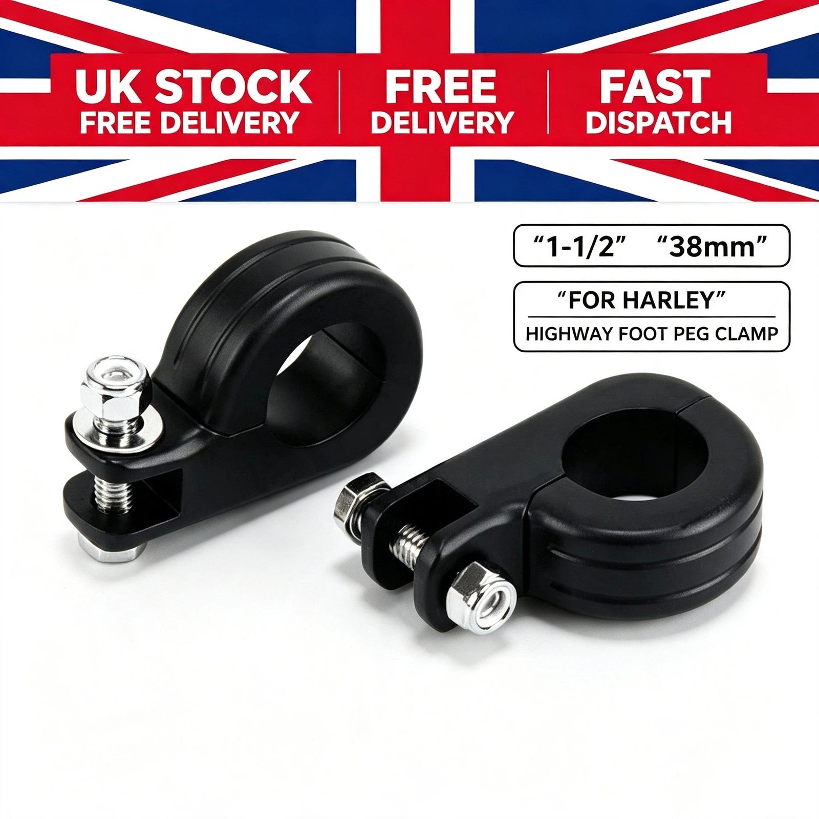 1‑1/2" 38mm Motorcycle Highway Foot Peg Mount Clamp Engine Crash Bar For Harley