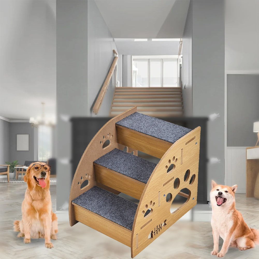 2/3 Steps Pet Ramp Wooden Dog Steps Stairs Cat Detachable Ladder For Bed Sofa UK