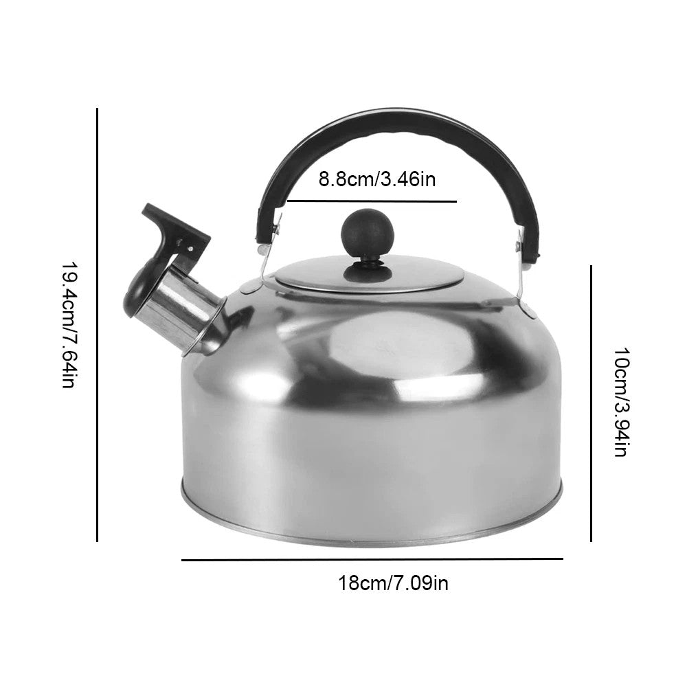 2L Stainless Steel Whistling Camping Kettle Cordless Gas Hob Kitchen Teapot UK