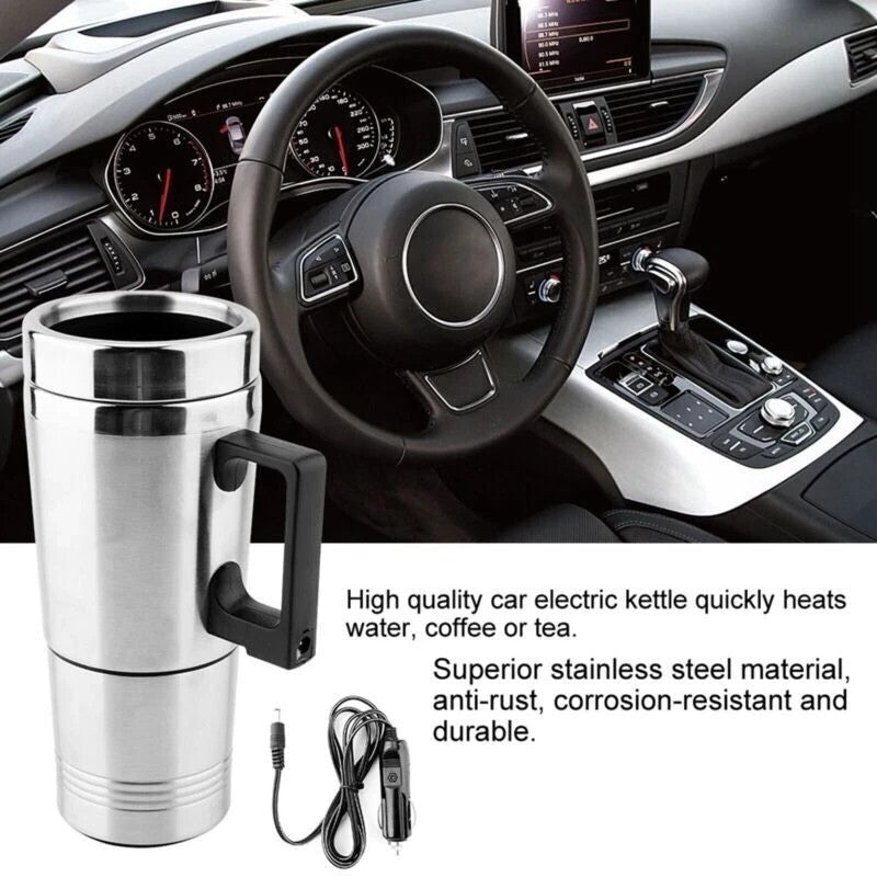 12v Portable Electric Kettle Car Van Travel Stainless Steel Water Heater Pot UK