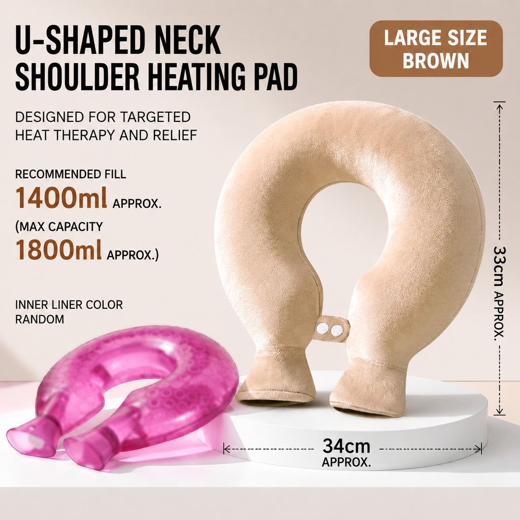 U-Shaped Neck Warmer Hot Water Bottle – Plush Hot & Cold Therapy for Neck Pain