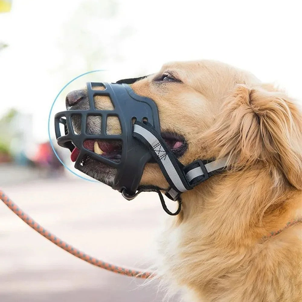 Adjustable Silicone Dog Muzzle Anti-Bite Chew Bark Basket Mask for Training UK