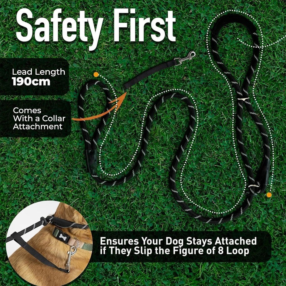 Figure of 8 Dog Lead With Padded Nose Loop-Anti Pull Dog Lead Stop Dog's Pulling