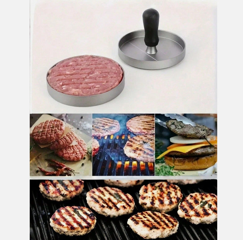 2* Burger Press Round Stainless Steel Burger Smasher Heavy Duty BBQ Patty Maker