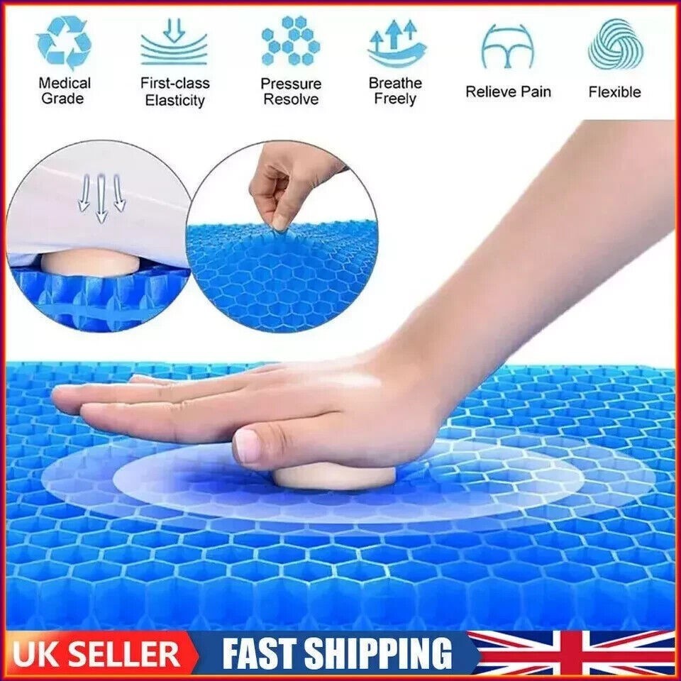 2PCS Orthopaedic Gel Seat Cushion Extra Thick Memory Foam Office Car Chair