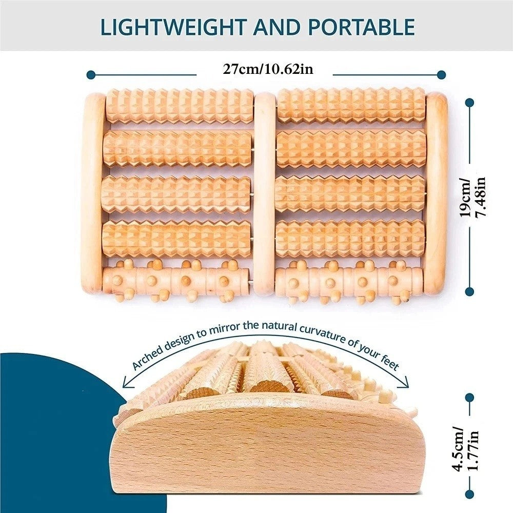 10 Roller Wooden Foot Massager Plantar Fasciitis Acupressure Heel Pain Arch UK