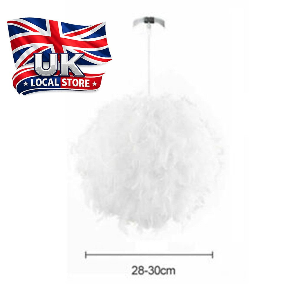 LED Ceiling Light Lampshade White Feather Pendant Shade Bedroom Nordic Style30cm