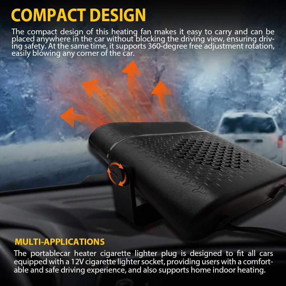 12V 150W Electric Heating Car Van Heater Defogger Demister Cooler Fan Portable