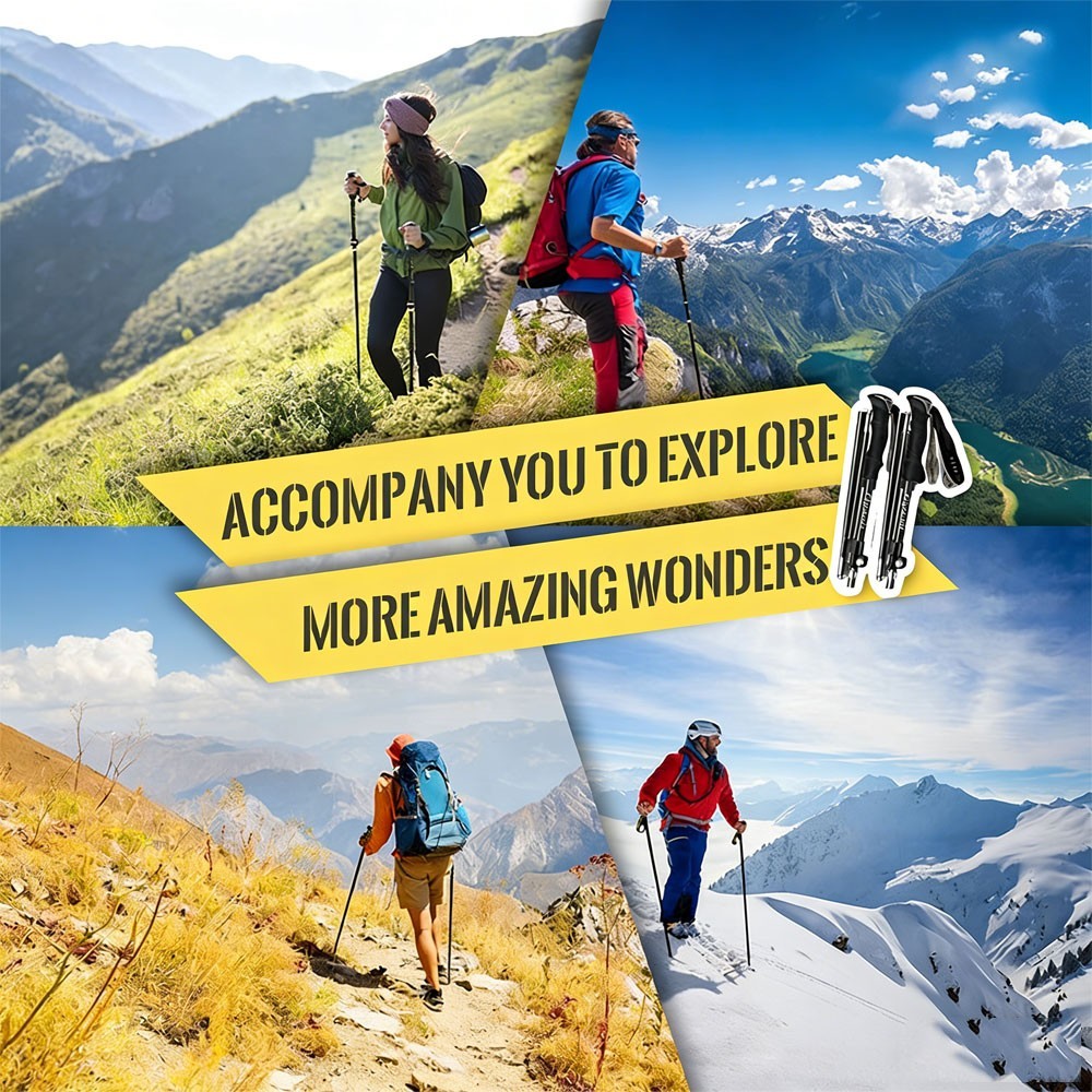 2Pcs 3-Section Telescopic Anti-shock Trekking Walking Poles Hiking Sticks NEW🎁