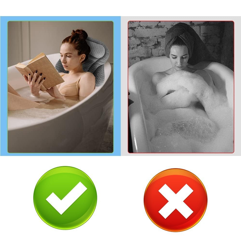 Bath Pillow Luxury Waterproof Home Spa Ani-Slip Comfort Bathtub Headrest Cushion