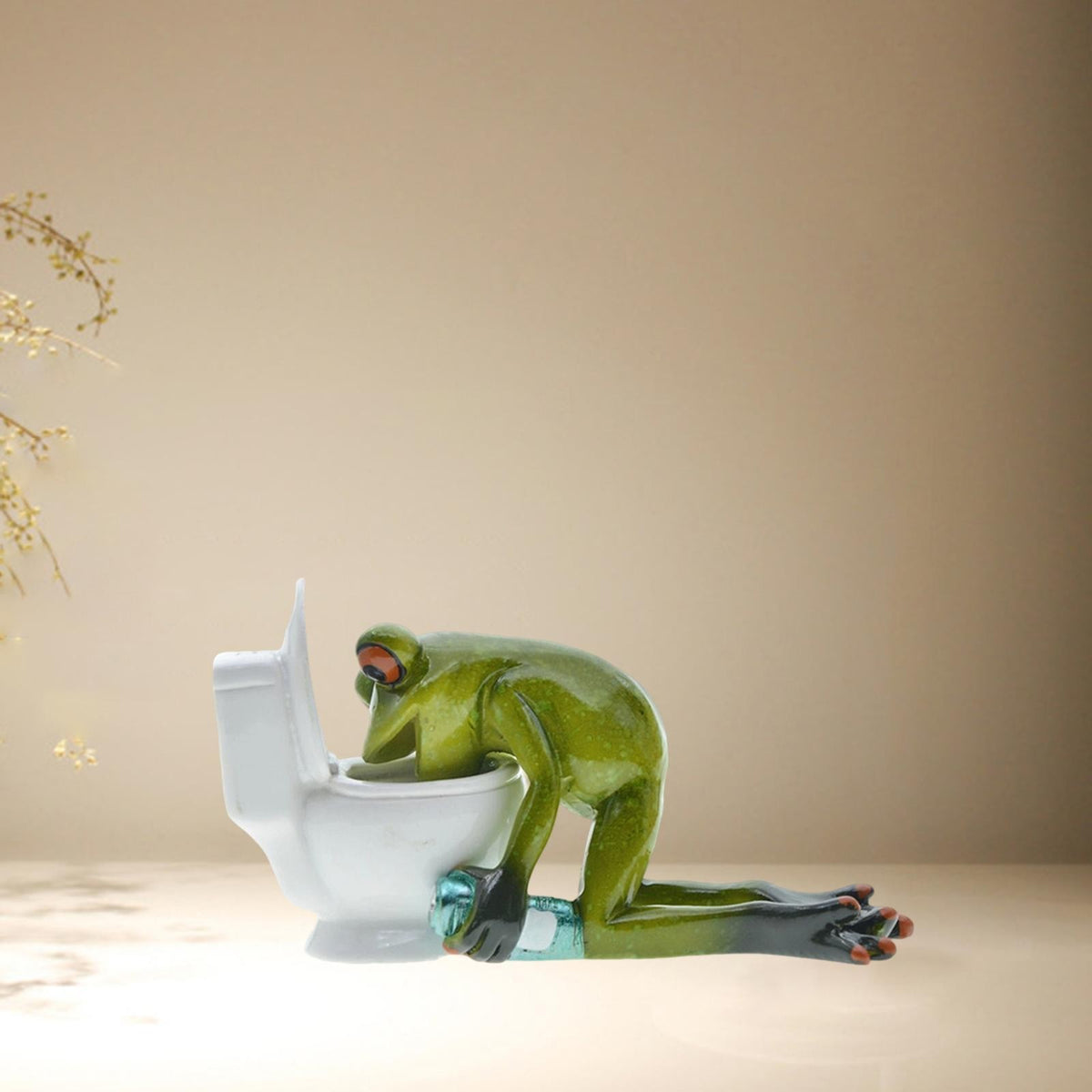 Frog Figurine Sculpture Gift Funny Resin Ornament Handmade Art Animal
