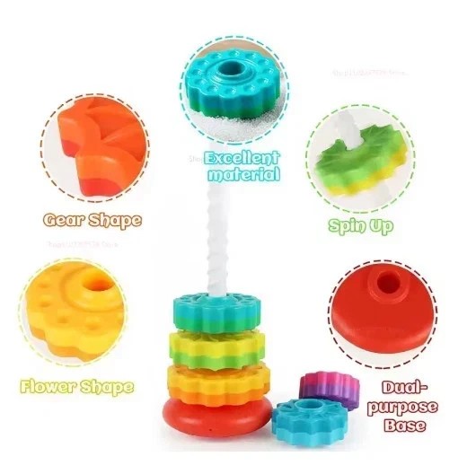 Baby Rainbow Tower Spinning Toy Colorful Gift Learning Activities 12m+ BPA Free
