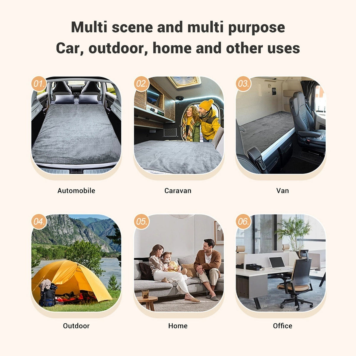 ′72W Heated Auto Blanket Flannel Electric Auto Blanket 12V Camping Electric